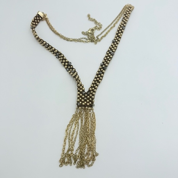 Chico's Long Gold Tone Y Necklace With Tassel - Picture 3 of 7